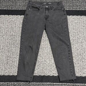 Old Navy OG Straight Jeans Women’s 12 High Rise Black Stretch Raw Hem Casual